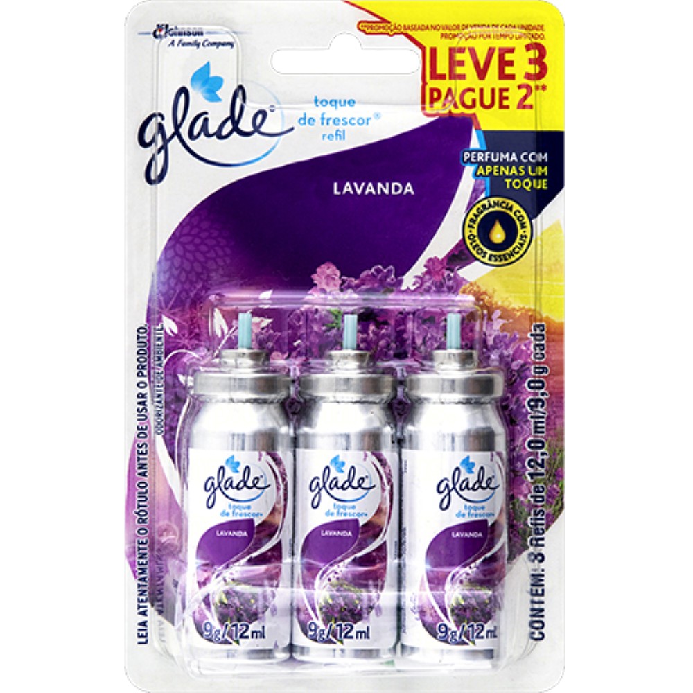 REFIL PURIFICADOR AR TOQUE DE FRESCOR LAVANDA 3 UNIDADES 12ML