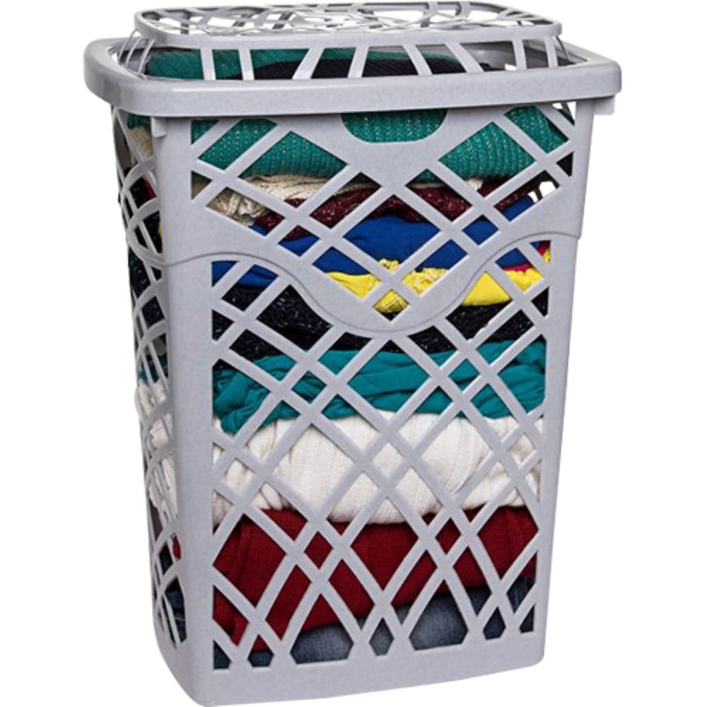 CESTO PLASTICO TELADO 30 LITROS BRANCO RETO COM TAMPA