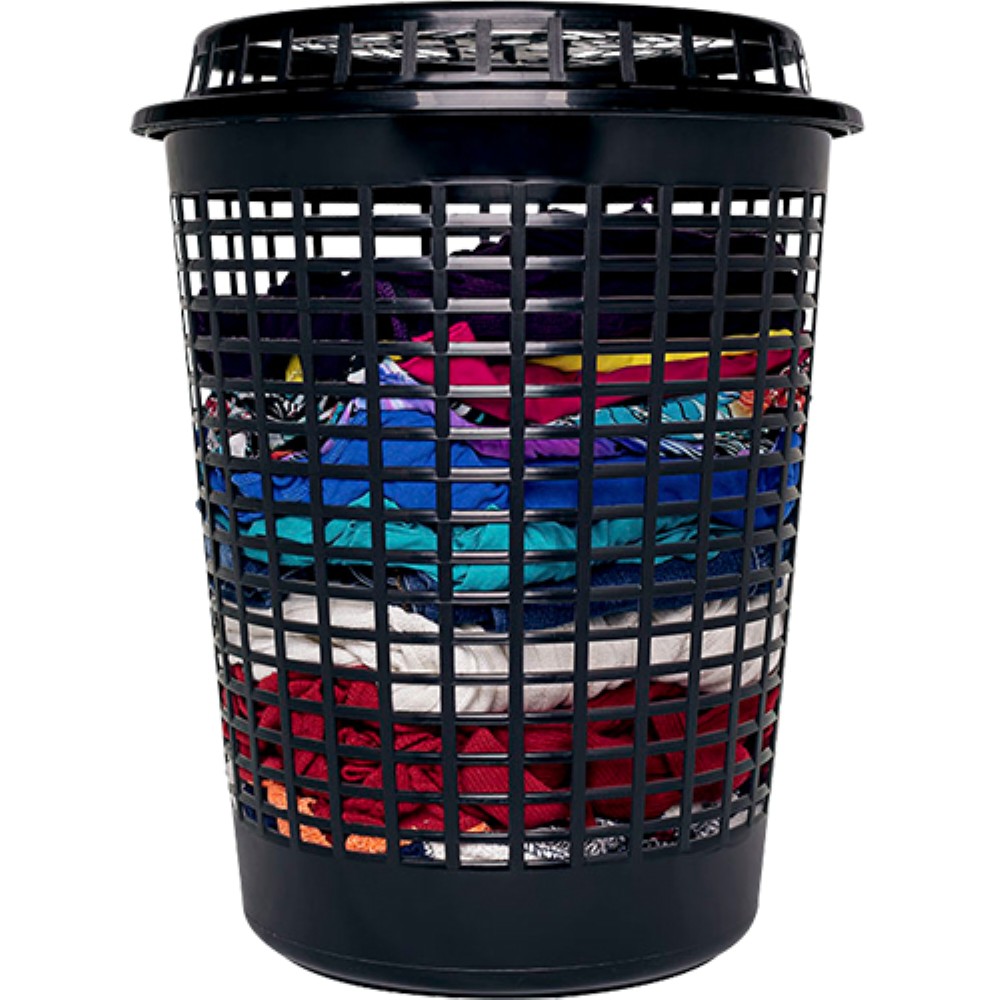 CESTO PLASTICO TELADO 60LTS PRETO REDONDO COM TAMPA
