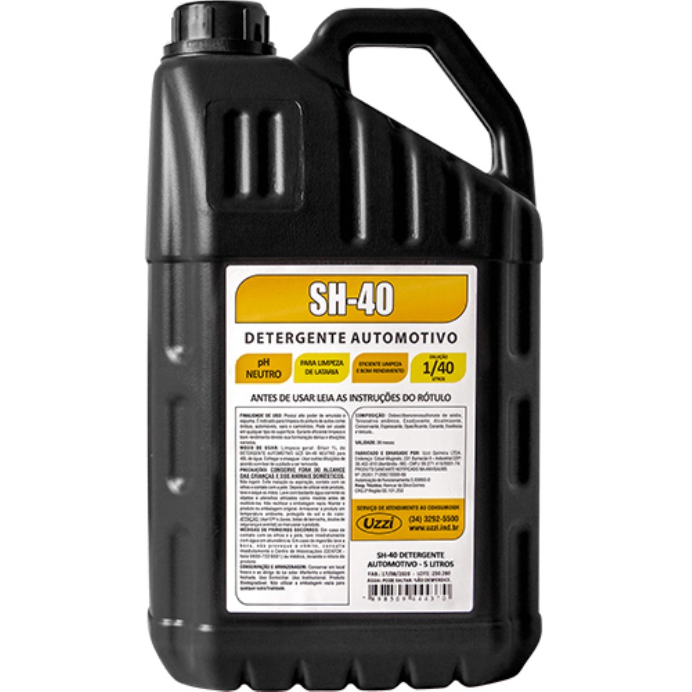 SHAMPOO PARA AUTOMOVEL SH40 1:40 5L UZZO