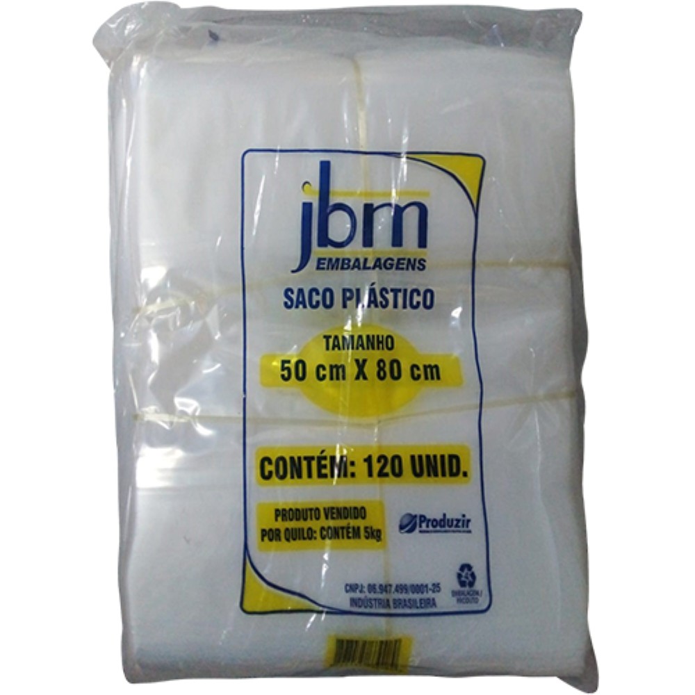 SACO PLASTICO TRANSPARENTE 50X80CM 5KG JBM 100 UNIDADES