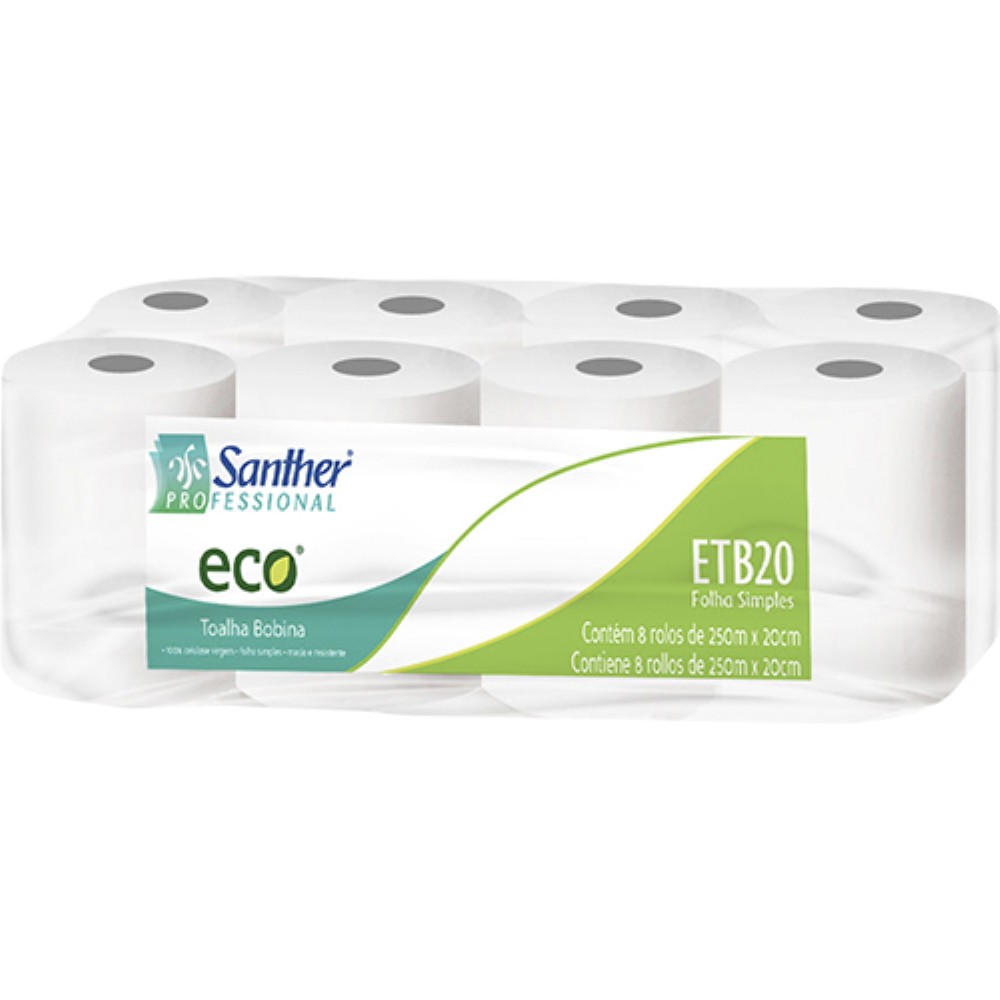 TOALHA BOBINA 8X250M ECOLOGICO 30G SANTHER