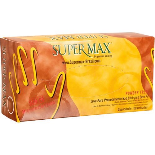LUVA LATEX TAMANHO M COM 100 UNIDADES SEM PO COM ANVISA SUPERMAX