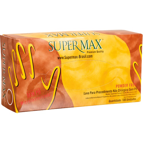 LUVA LATEX TAMANHO P COM 100 UNIDADES SEM PO COM ANVISA SUPERMAX