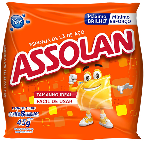 ESPONJA DE ACO ASSOLAN 1X8 UNIDADES 45G