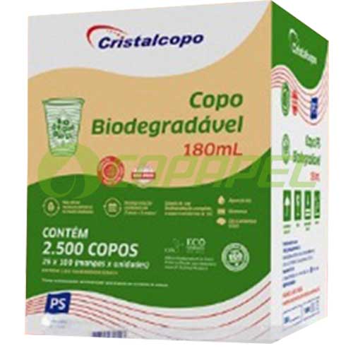 COPO DESCARTAVEL TRANSPARENTE 180ML PS 25X100 BIODEGRADAVAEL CRISTAL