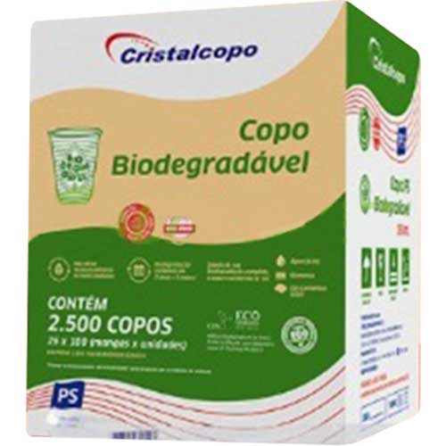 COPO DESCARTAVEL TRANSPARENTE 200ML PS 25X100 BIODEGRADAVEL CRISTAL