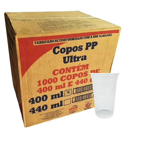 COPO DESCARTAVEL TRANSPARENTE 400ML LISO PP 20X50 ULTRA