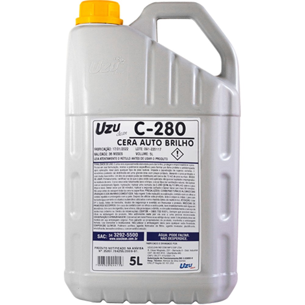 CERA INCOLOR AUTO BRILHO 5L UZUCLEAN