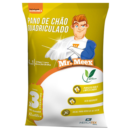 SACO ALVEJADO QUADRICULADO 42X65CM COM 3 UNIDADES MR MEEX