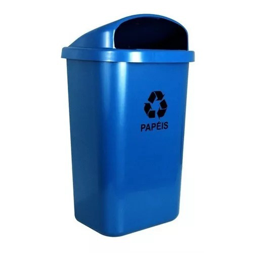 LIXEIRA COLETA SELETIVA 50L SEM POSTE AZUL