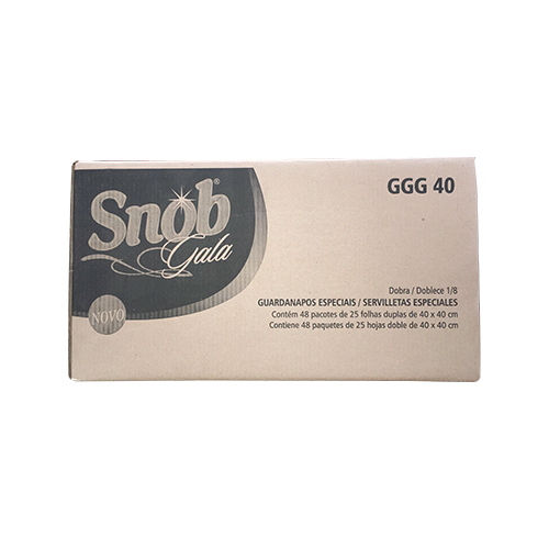 GUARDANAPO SNOB GGG40 FOLHA DUPLA 40X40COM 48X25UNIDADE