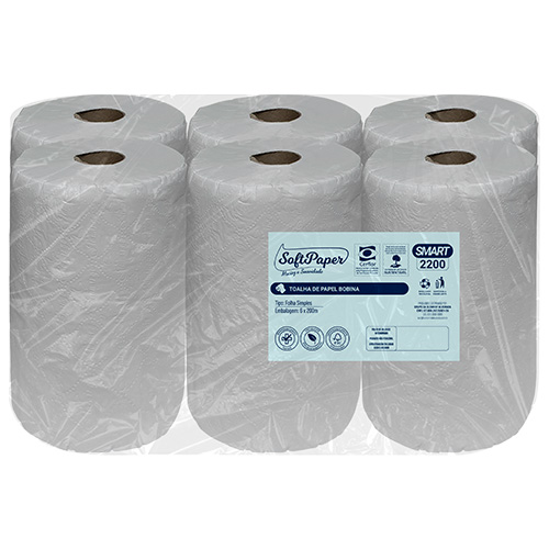 TOALHA BOBINA 6X200M SOFTPAPER SMART 23G