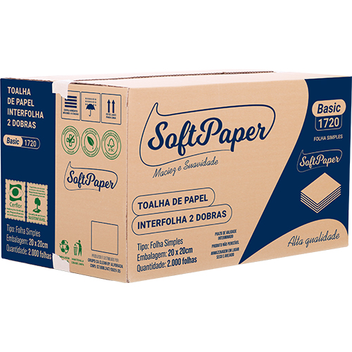 TOALHA PAPEL 2 DOBRAS VIRGEM 2000 FOLHAS 20X20CM CAPAPER BASIC 