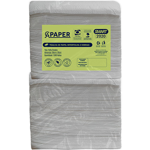 TOALHA PAPEL 2 DOBRAS VIRGEM 1000 FOLHAS 20X20CM CAPAPER SMART 