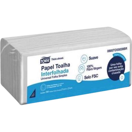 TOALHA PAPEL 3 DOBRAS BRANCO 4160 FOLHAS 21X21CM TORK UNIVERSAL