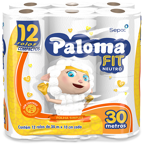 PAPEL HIGIENICO FOLHA SIMPLES PALOMA NEUTRO COM 30M 12 ROLOS