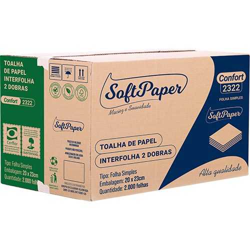 TOALHA PAPEL 2 DOBRAS VIRGEM 2000 FOLHAS 20X23CM CAPAPER CONFORT 