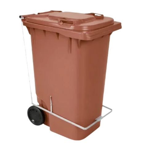 CONTEINER PLASTICO 240LT MARROM COM PEDAL PRIMEPRO