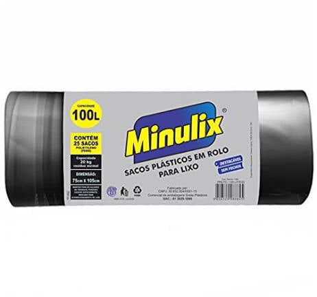 SACO PRETO 50LTS COM 30 PARA LIXO ROLO MINULIX