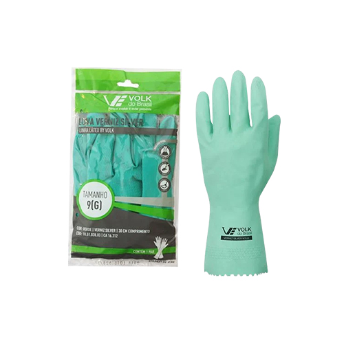 LUVA FORRADA VERDE VERNIZ TAMANHO G VOLK