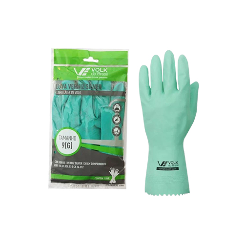 LUVA FORRADA VERDE VERNIZ TAMANHO P VOLK