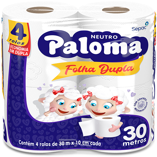 PAPEL HIGIENICO FOLHA DUPLA PALOMA NEUTRO 16X4 C/30M 