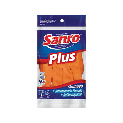 LUVA LARANJA PLUS TAMANHO G SANRO