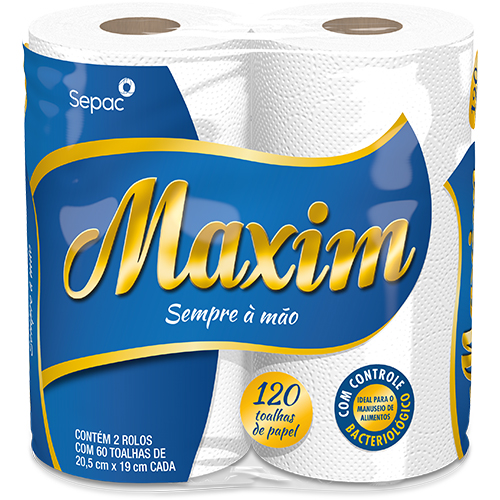 TOALHA PAPEL BRANCA 1X12X2 ROLOS MAXIM