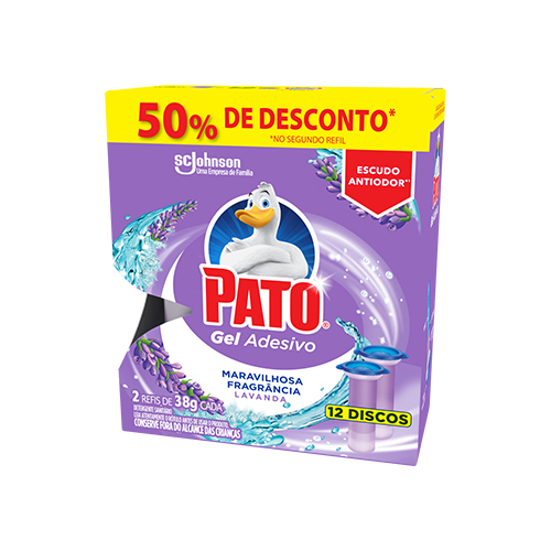 REFIL PATO GEL ADESIVO LAVANDA 2X6 DISCOS 50% GRATIS