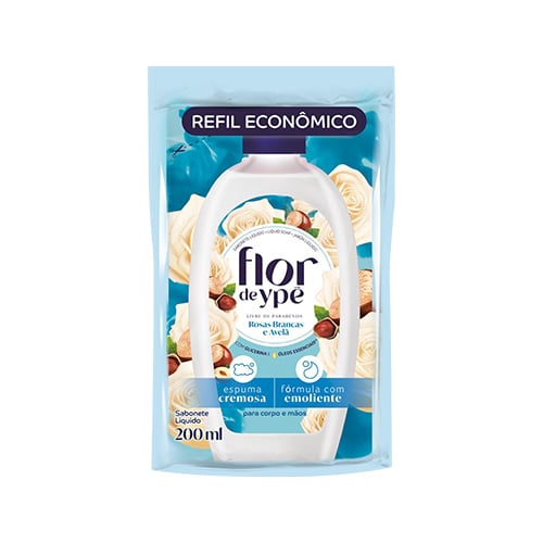 SABONETE LIQUIDO YPE 200ML ROSAS BCA E AVELA REFIL