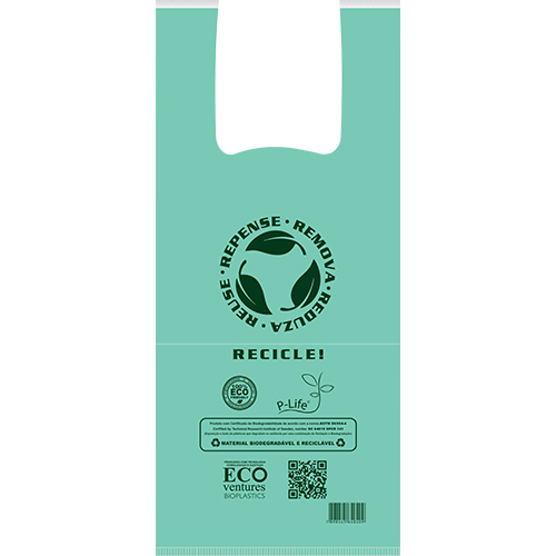 SACOLA PLASTICA VERDE BIO PLIFE 50X60CM COM 500 UNIDADES JBM
