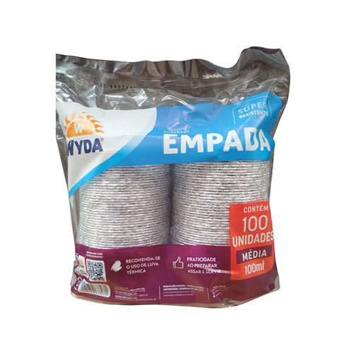 FORMA DE ALUMINIO EMPADA MEDIA 100ML COM 100 UNIDADES WYDA 