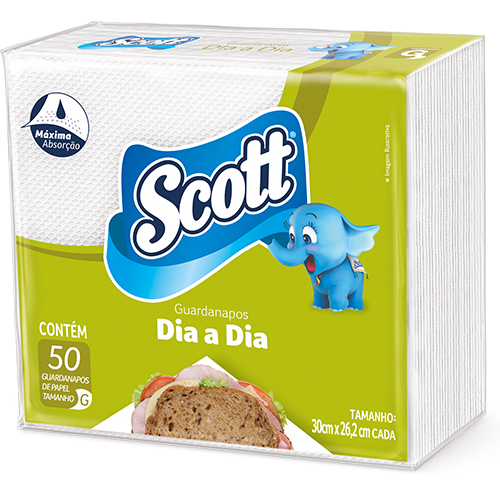 GUARDANAPO SCOTT DIA A DIA FOLHA SIMPLES 30CMX26,2CM COM 12X50 UNIDADES 