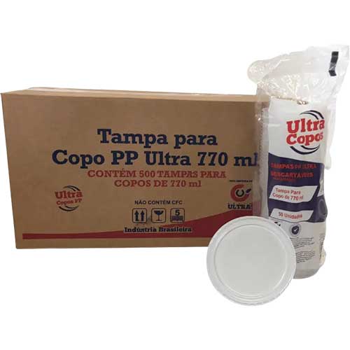 TAMPA PLASTICA PARA COPO 770ML 10X50UN ULTRA 