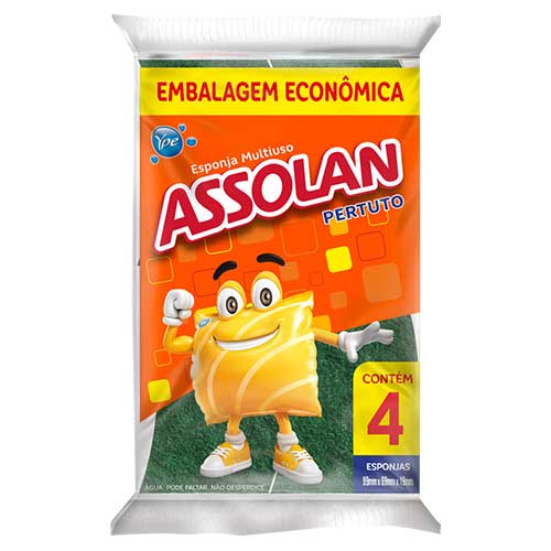 ESPONJA DUPLA FACE COM 4 UNIDADES ASSOLAN