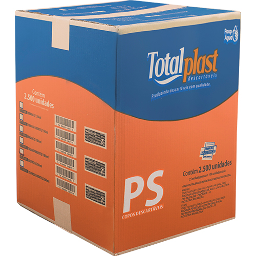 COPO DESCARTAVEL TRANSPARENTE 180ML PS 25X100 UNIDADES TOTALPLAST 