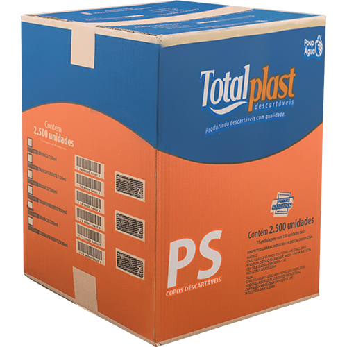 COPO DESCARTAVEL BRANCO 200ML PS 25X100 UNIDADES TOTALPLAST 