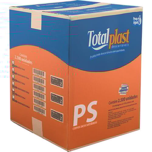 COPO DESCARTAVEL TRANSPARENTE 200ML PS 1X100 UNIDADES TOTALPLAST 