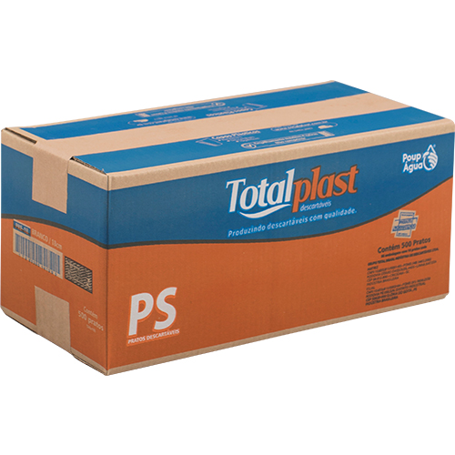 PRATO PLASTICO 18CM BRANCO RASO 50X10 UNIDADES TOTALPLAST 