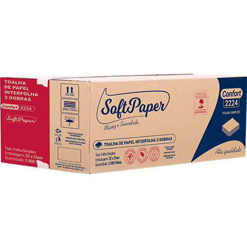TOALHA DE PAPEL 3D VIRGEM 2000 FOLHAS 22X21CM SOFTPAPER CONFORT