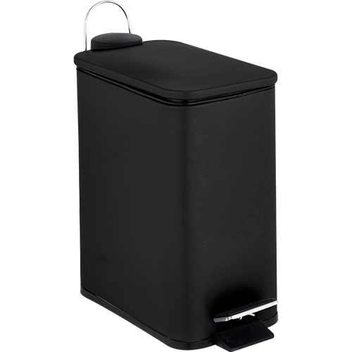 LIXEIRA COM PEDAL METAL PRETA QUADRADA 5LT MOOD NOBRE 