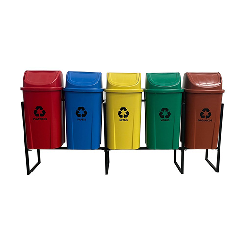 CONJUNTO PLASTICO COLETA SELETIVA BASCULANTE COM 5 UNIDADES 60L PRIMEPRO