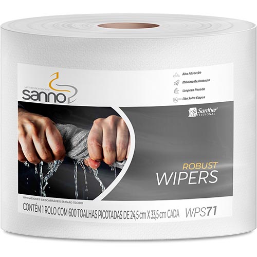 WIPERS ROBUST SANNO ROLO COM 600 TOALHAS 24,5 CM X 33,5 CM SANTHER 