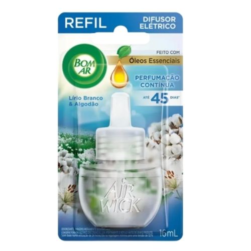 REFIL PARA APARELHO ELETRICO BOM AR LIRIO BRANCO E ALGODAO 16ML 