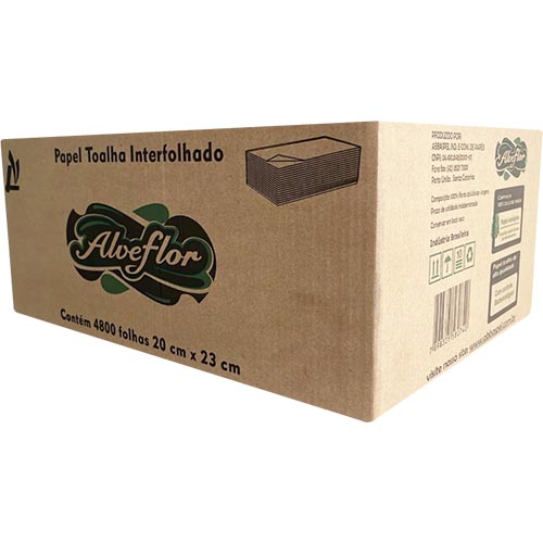 TOALHA PAPEL 2D BRANCO VIRGEM 4800 FOLHAS ALVEFLOR 20X23