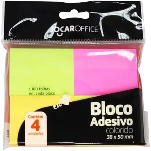 BLOCO ADESIVO COLORIDO 38X50 4 BLOCOS
