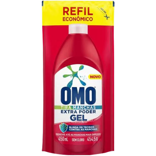 TIRA MANCHAS OMO LIQUIDO EXTRA PODER GEL ROUPAS COLORIDAS 450ML 