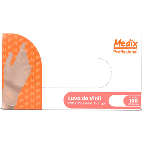 LUVA VINIL TAMANHO G COM 100 UNIDADES COM PO MEDIX 