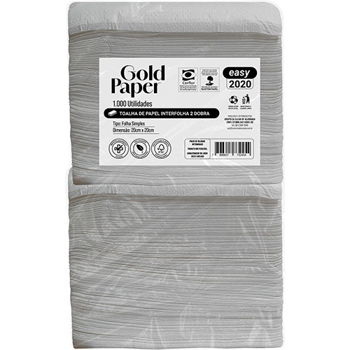 TOALHA PAPEL 2 DOBRAS VIRGEM 1000 UTILIDADES 800 FOLHAS 20X20CM